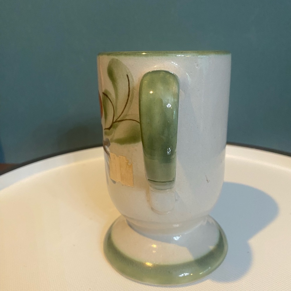 Vintage LOUISVILLE STONEWARE Pottery Footed Mug Flower Kentucky tall - Picture 2 of 8